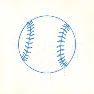 Rough Blue Pencil Sketch Baseball Tattoo