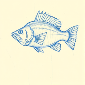 Rough Blue Pencil Sketch Bass Tattoo