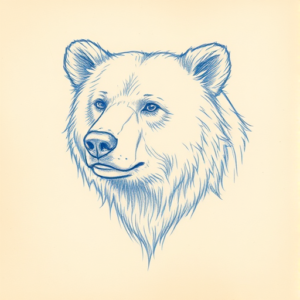 Rough Blue Pencil Sketch Bear Tattoo