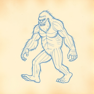 Rough Blue Pencil Sketch Bigfoot Tattoo