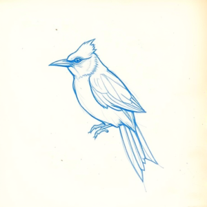 Rough Blue Pencil Sketch Bird Tattoo
