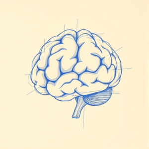 Rough Blue Pencil Sketch Brain Tattoo