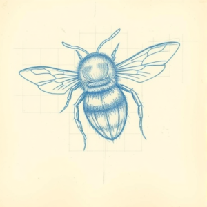 Rough Blue Pencil Sketch Bumblebee Tattoo