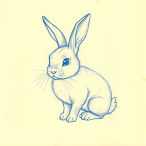 Rough Blue Pencil Sketch Bunny Tattoo