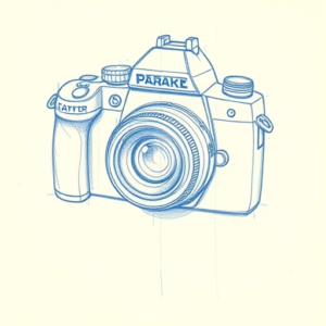 Rough Blue Pencil Sketch Camera Tattoo