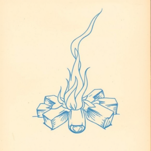Rough Blue Pencil Sketch Campfire Tattoo
