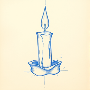 Rough Blue Pencil Sketch Candle Tattoo