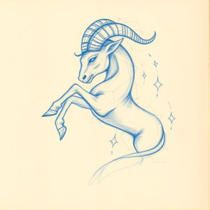 Rough Blue Pencil Sketch Capricorn Tattoo