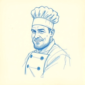 Rough Blue Pencil Sketch Chef Tattoo