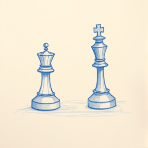 Rough Blue Pencil Sketch Chess Tattoo