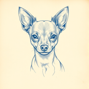 Rough Blue Pencil Sketch Chihuahua Tattoo