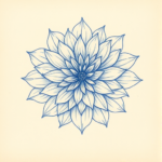 Rough Blue Pencil Sketch Chrysanthemum Tattoo