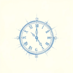 Rough Blue Pencil Sketch Clock Tattoo