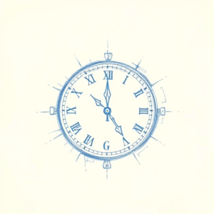 Rough Blue Pencil Sketch Clock Tattoo