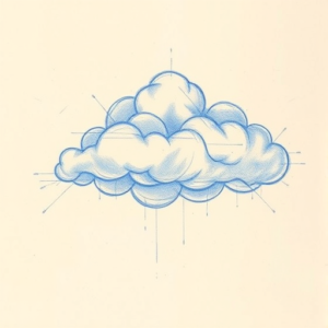 Rough Blue Pencil Sketch Cloud Tattoo