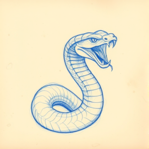 Rough Blue Pencil Sketch Cobra Tattoo