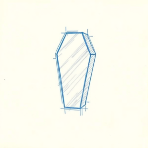 Rough Blue Pencil Sketch Coffin Tattoo