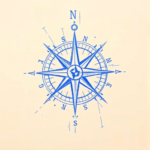 Rough Blue Pencil Sketch Compass Tattoo