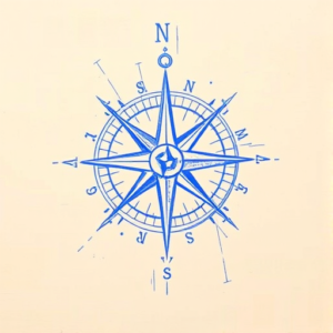 Rough Blue Pencil Sketch Compass Tattoo