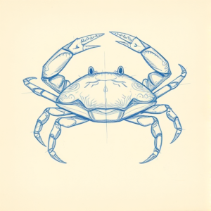 Rough Blue Pencil Sketch Crab Tattoo