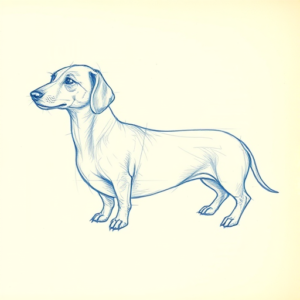 Rough Blue Pencil Sketch Dachshund Tattoo