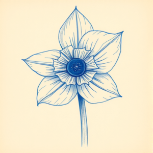 Rough Blue Pencil Sketch Daffodil Tattoo