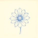 Rough Blue Pencil Sketch Daisy Tattoo