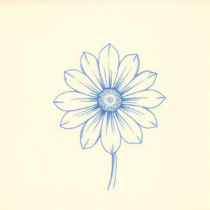 Rough Blue Pencil Sketch Daisy Tattoo