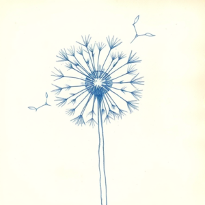 Rough Blue Pencil Sketch Dandelion Tattoo