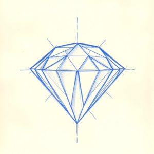 Rough Blue Pencil Sketch Diamond Tattoo