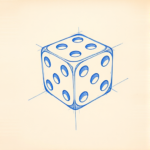 Rough Blue Pencil Sketch Dice Tattoo