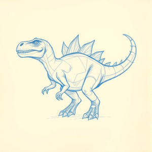 Rough Blue Pencil Sketch Dinosaur Tattoo