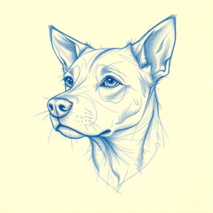Rough Blue Pencil Sketch Dog Tattoo