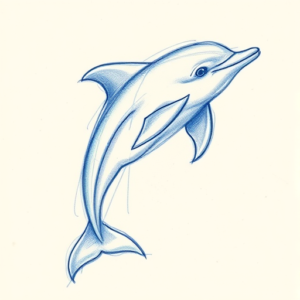 Rough Blue Pencil Sketch Dolphin Tattoo