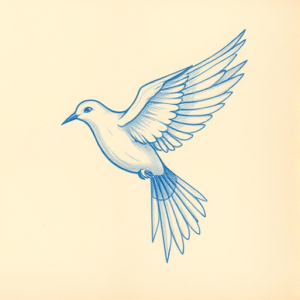 Rough Blue Pencil Sketch Dove Tattoo