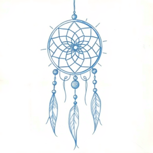 Rough Blue Pencil Sketch Dreamcatcher Tattoo