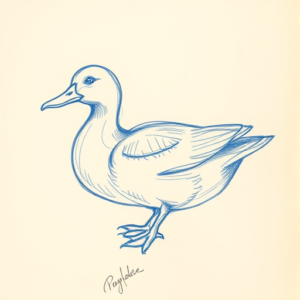 Rough Blue Pencil Sketch Duck Tattoo
