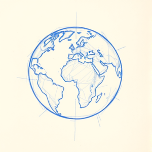 Rough Blue Pencil Sketch Earth Tattoo