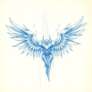 Rough Blue Pencil Sketch Evangelion Tattoo