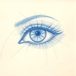Rough Blue Pencil Sketch Eye Tattoo