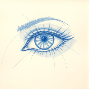 Rough Blue Pencil Sketch Eye Tattoo