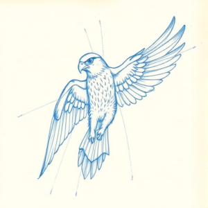 Rough Blue Pencil Sketch Falcon Tattoo