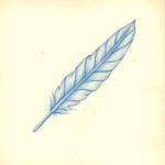 Rough Blue Pencil Sketch Feather Tattoo