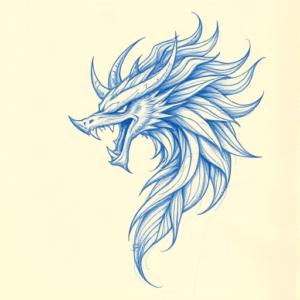 Rough Blue Pencil Sketch Fenrir Tattoo