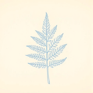 Rough Blue Pencil Sketch Fern Tattoo