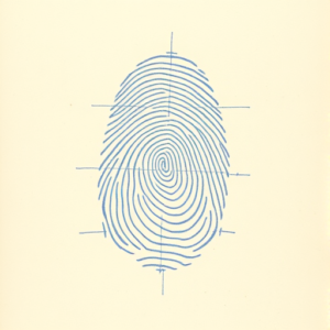 Rough Blue Pencil Sketch Fingerprint Tattoo