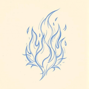 Rough Blue Pencil Sketch Fire Tattoo