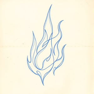 Rough Blue Pencil Sketch Flame Tattoo