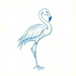 Rough Blue Pencil Sketch Flamingo Tattoo
