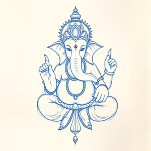 Rough Blue Pencil Sketch Ganesha Tattoo